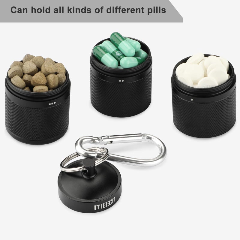 MEECN Three Layer Large Pill Organizer, Aluminium, Metal Dispensers, Waterproof, Can Store Pills Anything Sizes, Vitamins, Cod Liver Oil, Supplements and Medication (Black) - Image 3